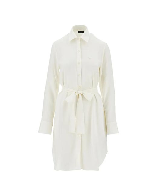 Emporio Armani White Tie-Fastening Shirt Dress