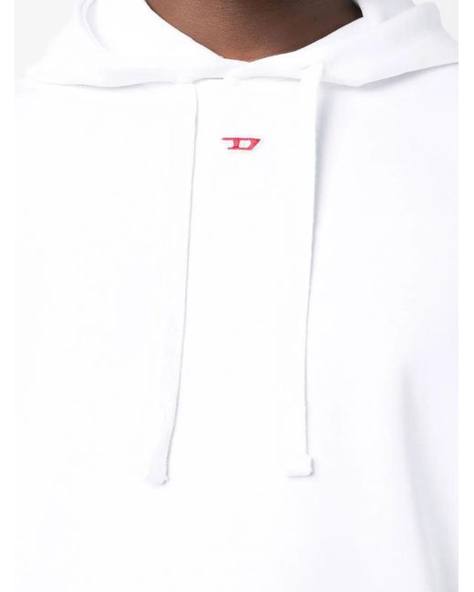 DIESEL White Logo-print Pullover Hoodie for men