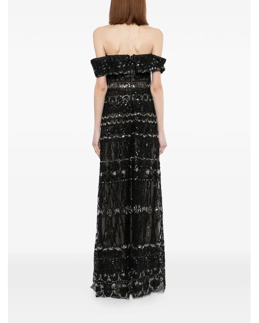 Saiid Kobeisy Black Beaded Tulle Dress