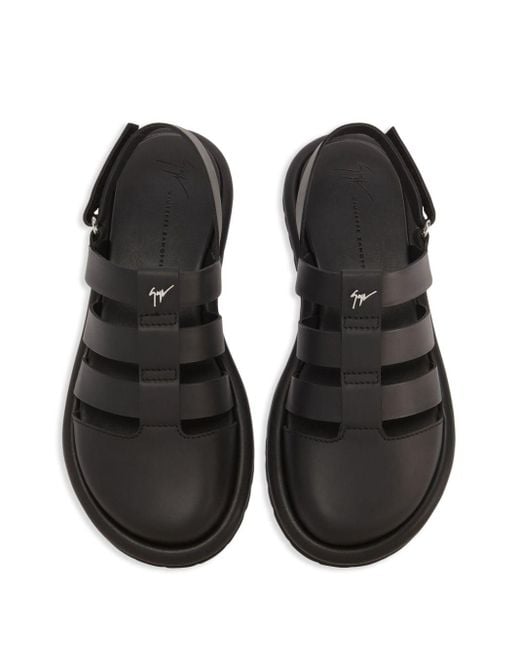 Giuseppe Zanotti Black Rusery Leather Cage Sandals for men