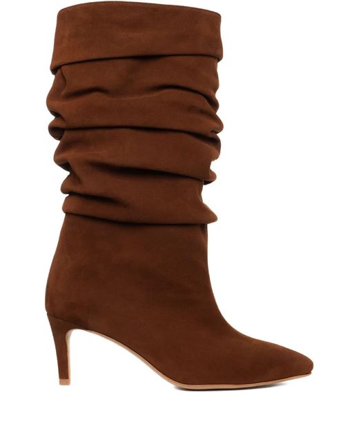 Ginissima Brown 65Mm Eva Ruched Boots
