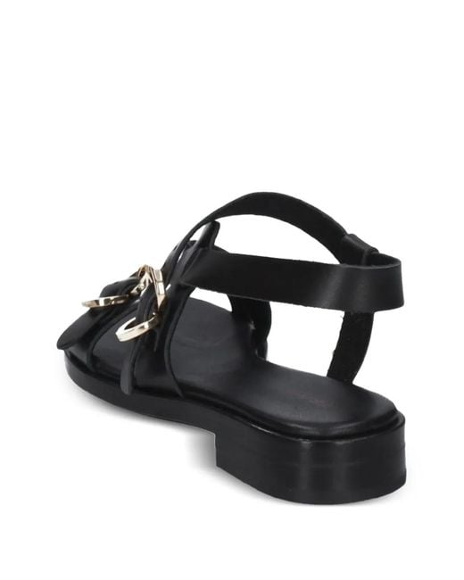 Frau Black Multi-Strap Leather Sandals