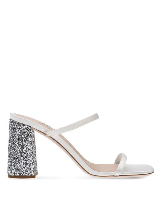 Miu Miu White Heeled Mules