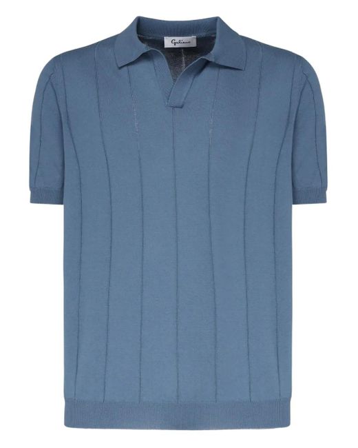 Galiana Blue Ribbed Polo T-Shirt for men