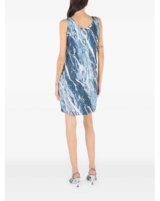 Roberto Cavalli Blue Silk Mini Dress