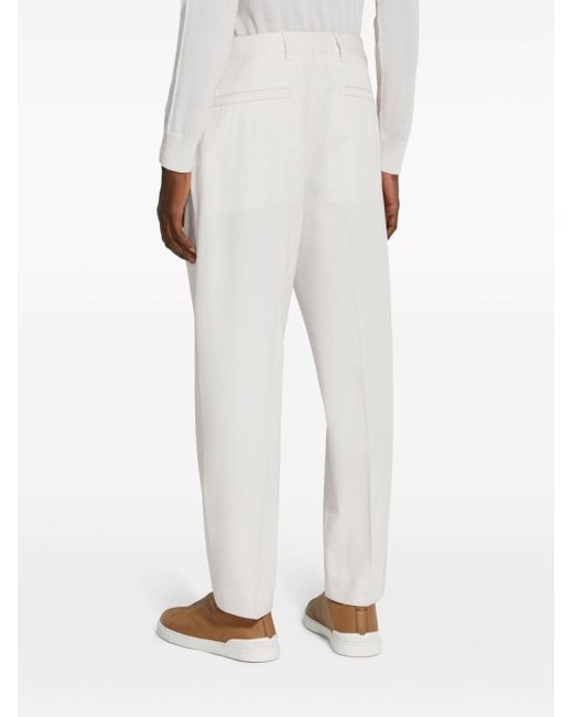 Pantalon de costume à plis marqués Zegna pour homme en coloris White