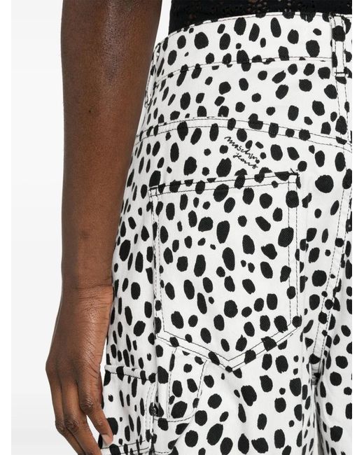 Moschino White Spot-Print Cargo Trousers