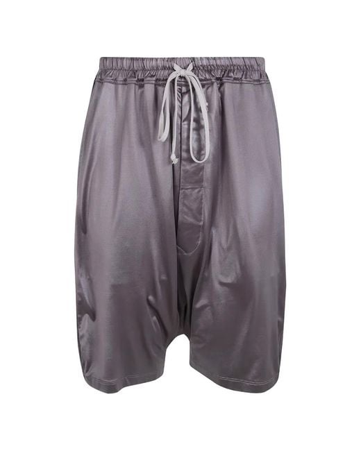 Rick Owens Gray Dropped-Crotch Drawstring Shorts for men