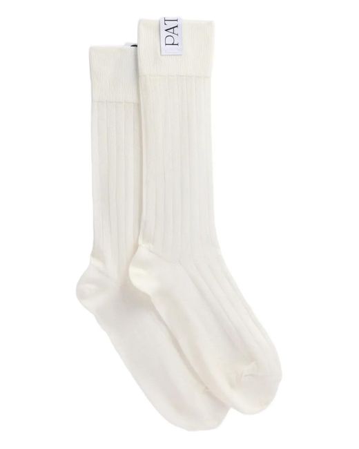 Patou White Ribbed Socks