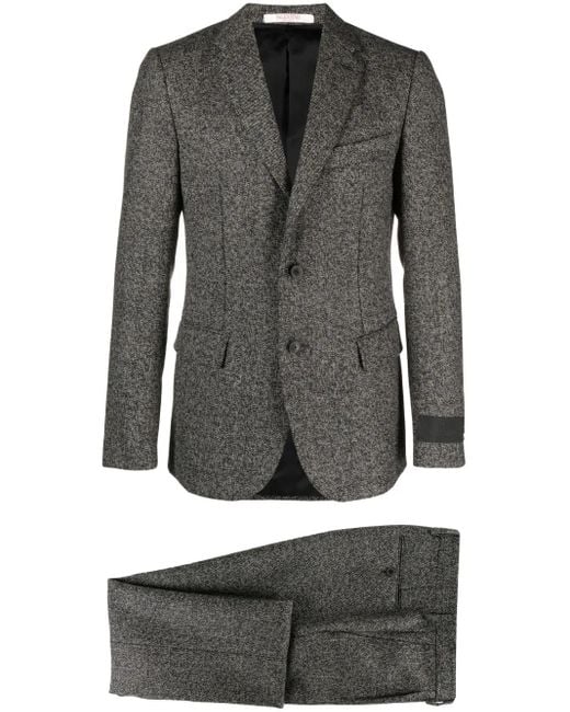 Valentino Garavani Gray Single-Breasted Tweed Suit for men