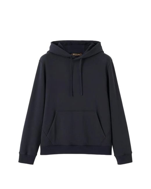 Loro Piana Blue Andamane Pouch-Pocket Hoodie for men
