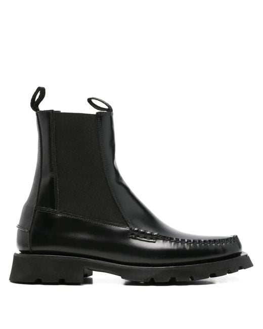 Hereu Black Leather Chelsea Boots for men