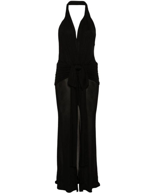 Blumarine Black Draped Sable-jersey Maxi Dress