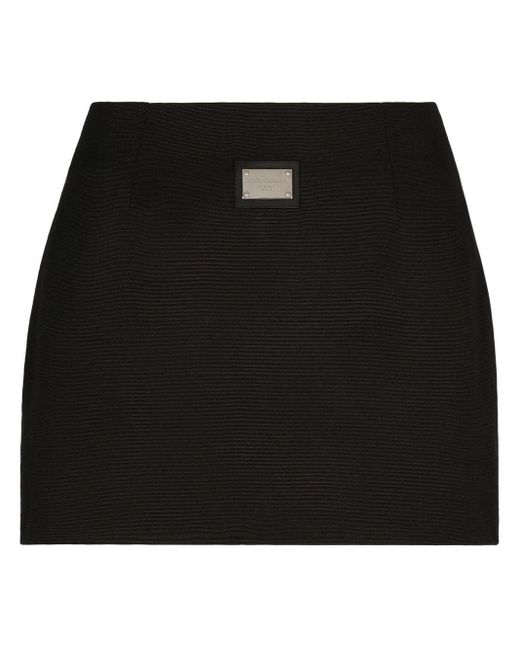 Dolce & Gabbana Logo-plaque High-waisted Miniskirt in het Black