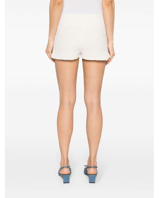 Elisabetta Franchi White Chain-Detail Tweed Mini Shorts