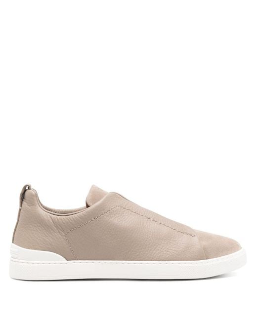 Zegna Natural Triple Stitchtm Leather Sneakers for men