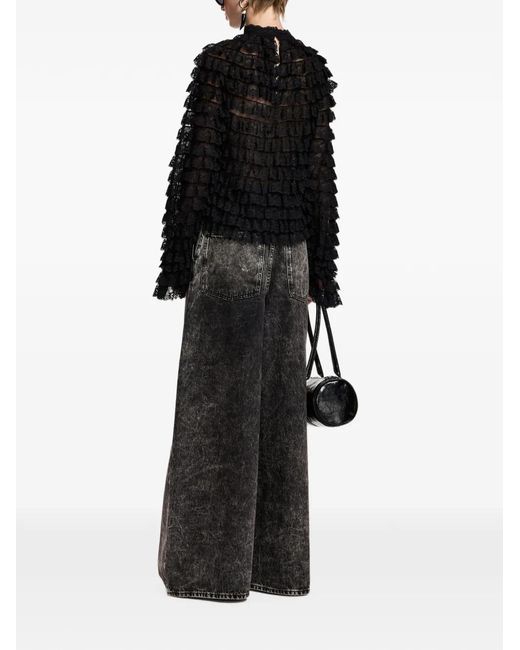 Essentiel Antwerp Black Kashvi Ruffled Lace Blouse