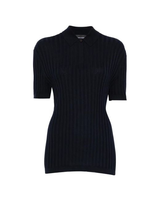 Emporio Armani Black Ribbed Polo Shirt for men