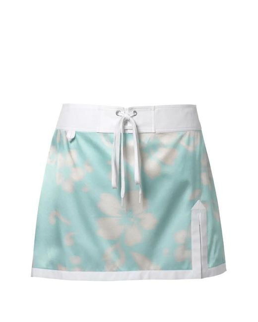 JULIE KEGELS Blue Floral-Print Lace-Up Skirt