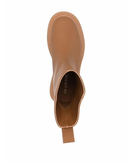 Gia Borghini Brown Chunky-Sole Leather Boots