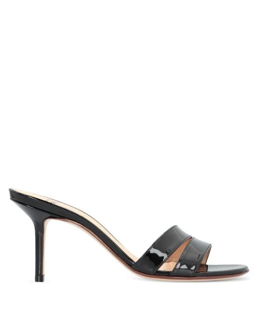 Francesco Russo Black Patent Leather Stiletto Sandals