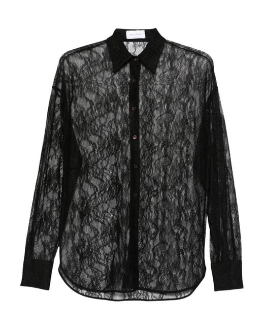 THE NINA STUDIO Black Lace Buttoned Shirt