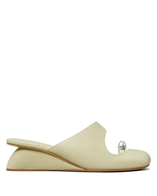 Tory Burch White Pierced 45mm Wedge Mules