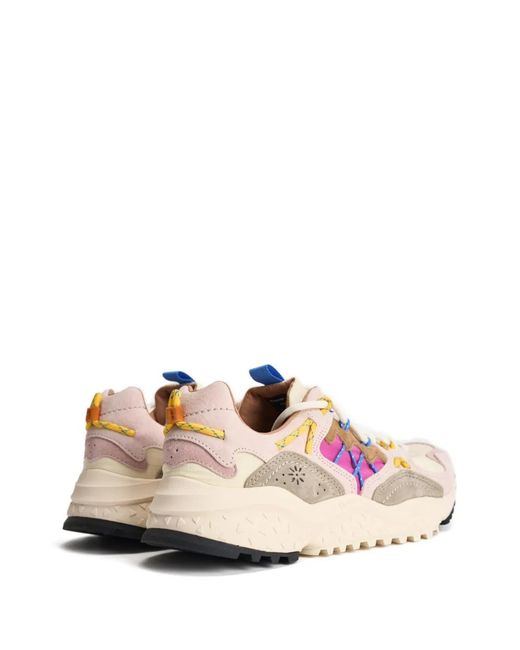 Flower Mountain Pink Yamabushi Floral-Appliqué Sneakers