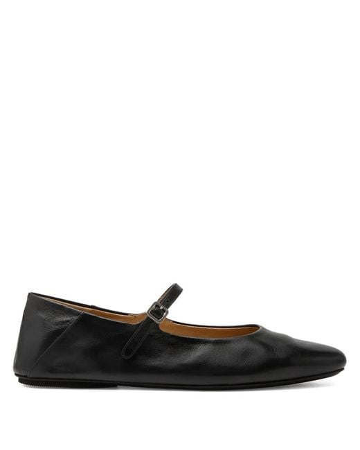 Marsèll Black Strascico Buckle-Strap Ballerina Shoes