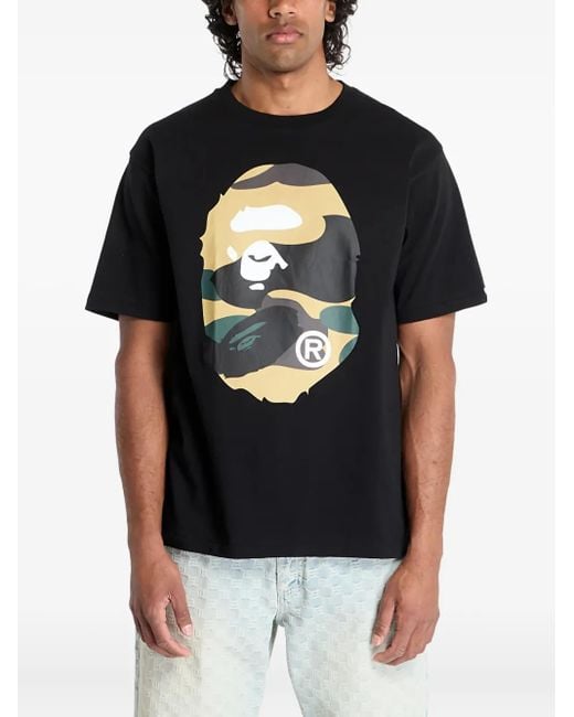 A Bathing Ape Black 1St Camo Graphic T-Shirt for men