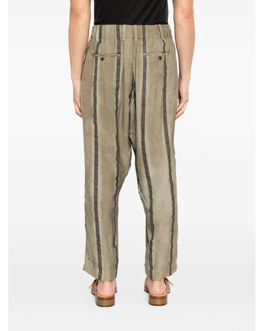 Uma Wang Natural Striped Drawstring Trousers for men