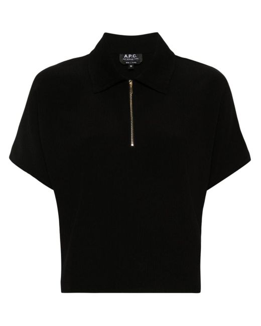 A.P.C. Black Roxy Textured Polo Shirt