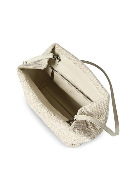 Brunello Cucinelli Natural Dazzling Water Lillies Knit Pouch Bag