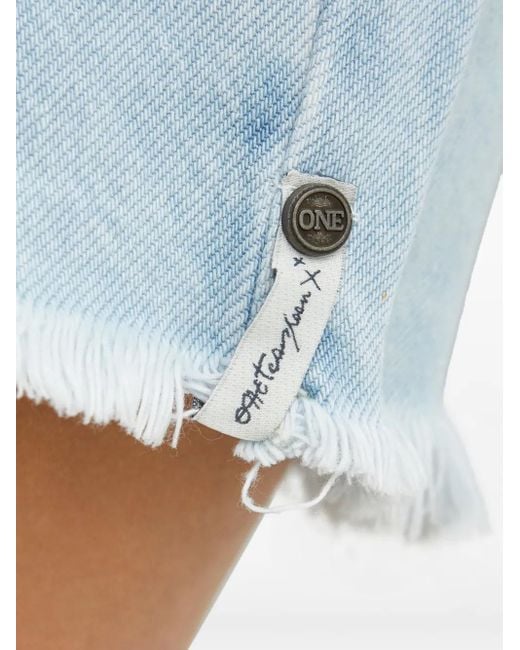 One Teaspoon Blue Frayed Belted Playsuits