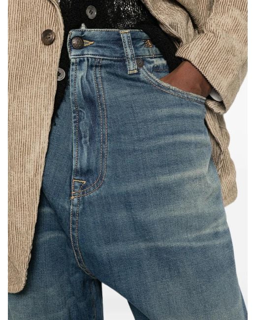 R13 Blue Faded-Effect Wide-Leg Denim Jeans
