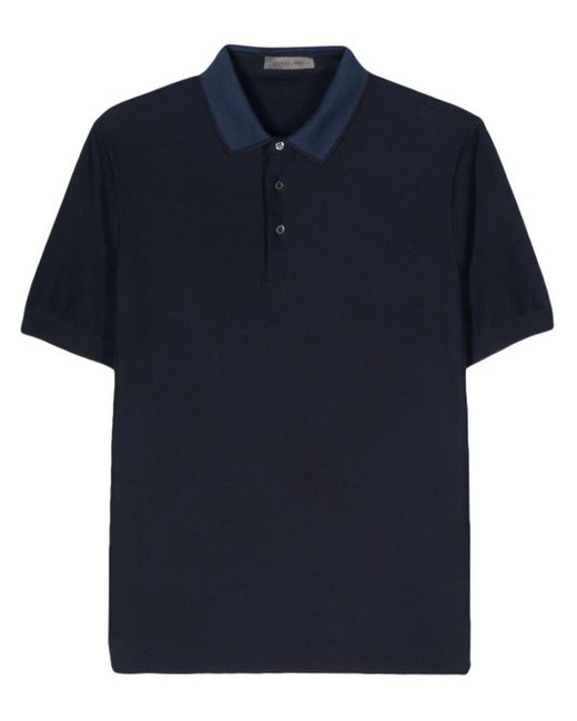 Corneliani Blue Contrasting-collar Polo Shirt for men