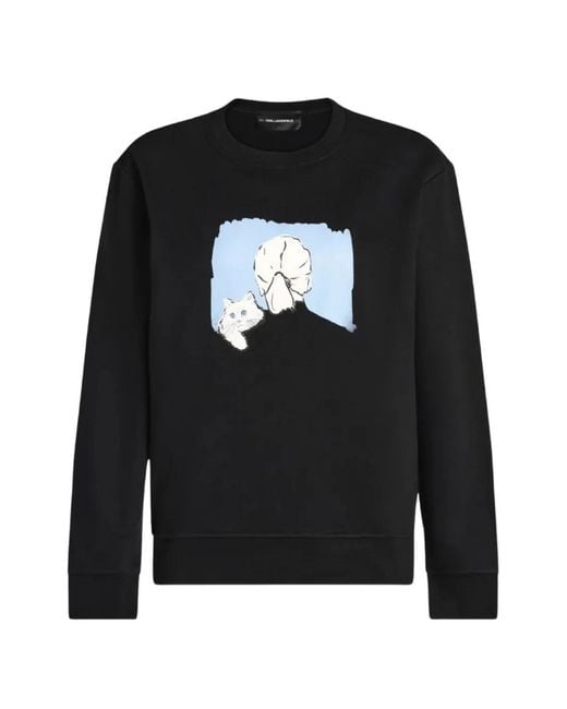 Karl Lagerfeld Black Graphic-Print Sweater