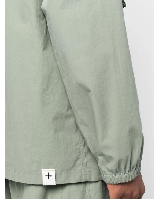 Jil Sander Green Logo-Patch Hooded Shirt Jacket for men