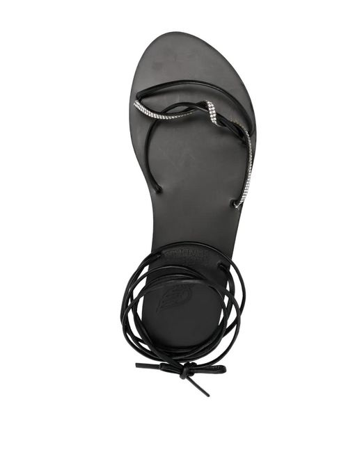 Ancient Greek Sandals Black Crystal-Embellished Treli Sandals