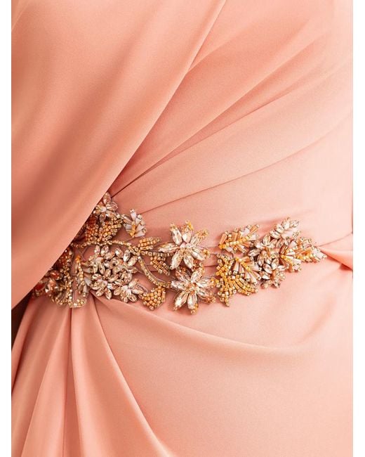 Gemy Maalouf Orange One-Shoulder Draped Maxi Dress