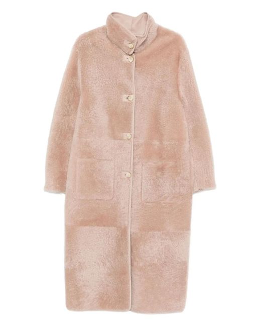 Simonetta Ravizza Natural Single-Breasted Shearling Coat