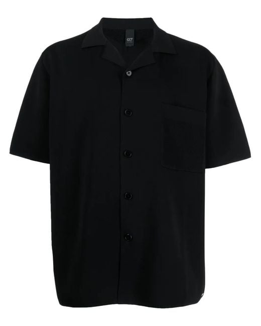 Alpha Tauri Black Patch-Pocket Button-Up Shirt for men
