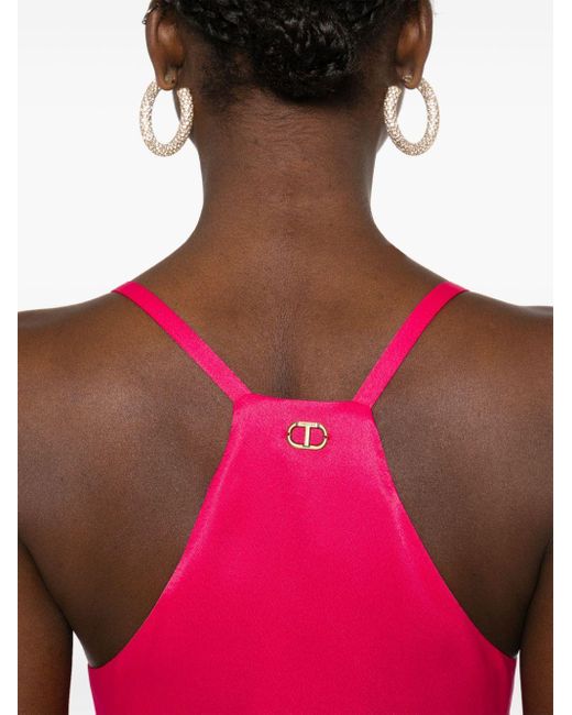 Top con placca logo di Twin Set in Pink