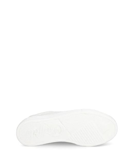 Buffalo White Paired Glam Glitter-Detail Sneakers