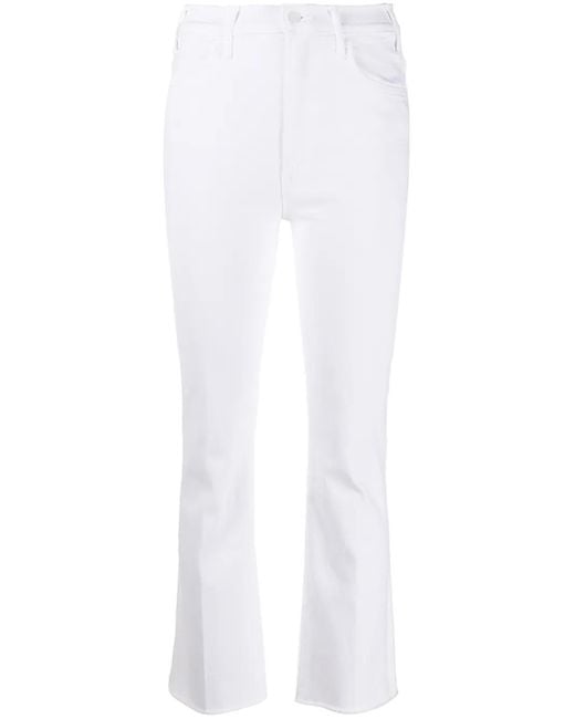 Mother White The Hustler Ankle Fray Jeans