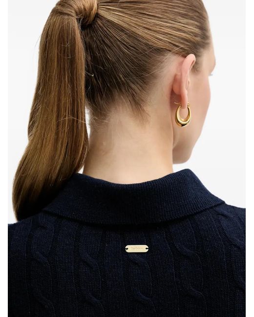 Barbour Blue Evie Cable Knit Polo Top