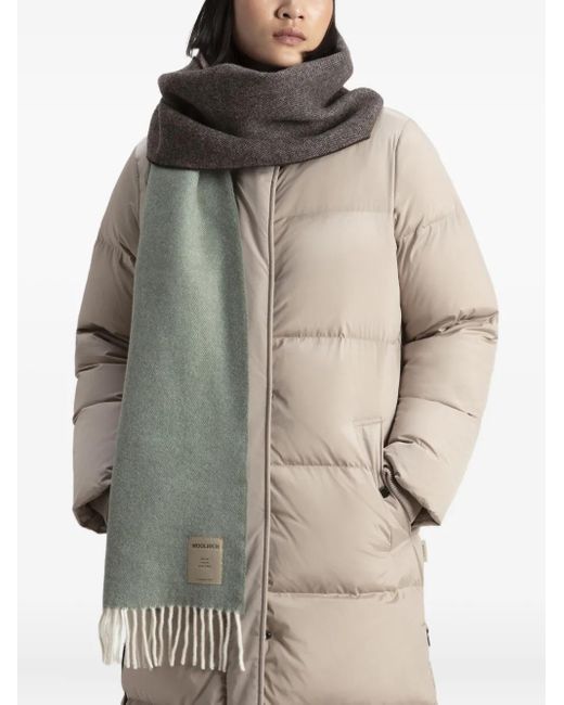 Woolrich Green Wool Fringed Scarf