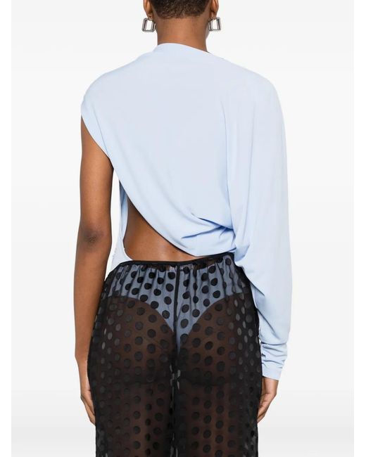ANDAMANE Blue Serena Draped Bodysuit