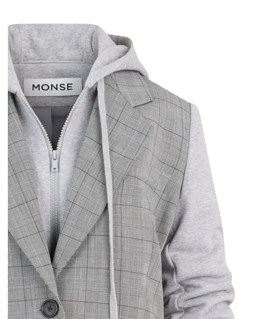 Monse Gray Deconstructed Combo Hoodie Jacket