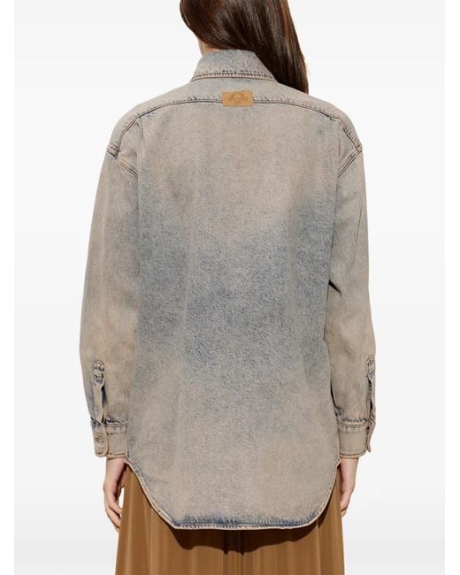 Moschino Gray Heart-Detail Denim Shirt